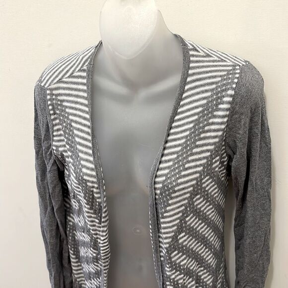 Belldini Duster Sweater Long Length Gray Stripe Light Medium M - Picture 5 of 6